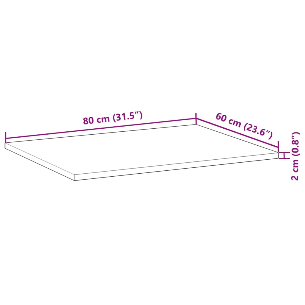 vidaXL Bureaublad met olieafwerking 80x60x2 cm massief acaciahout