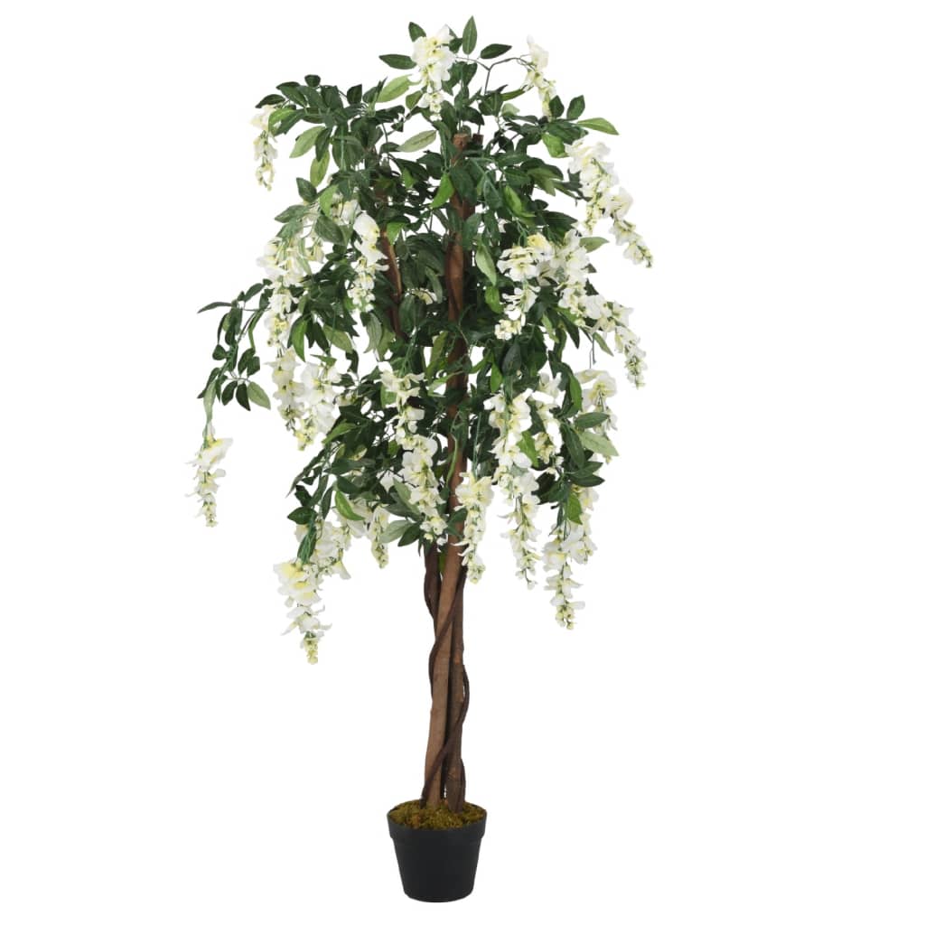 vidaXL Kunstplant wisteria 840 bladeren 120 cm groen en wit