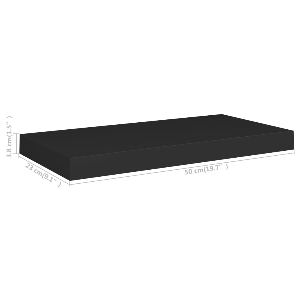 vidaXL Wandschappen zwevend 2 st 50x23x3,8 cm MDF zwart