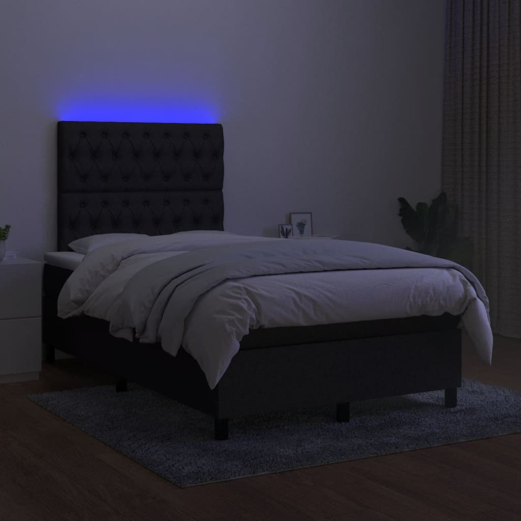 vidaXL Boxspring met matras en LED stof zwart 120x190 cm