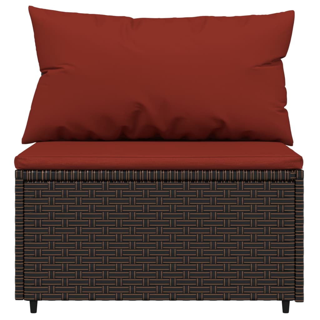 vidaXL 4-delige Loungeset met kussens poly rattan bruin