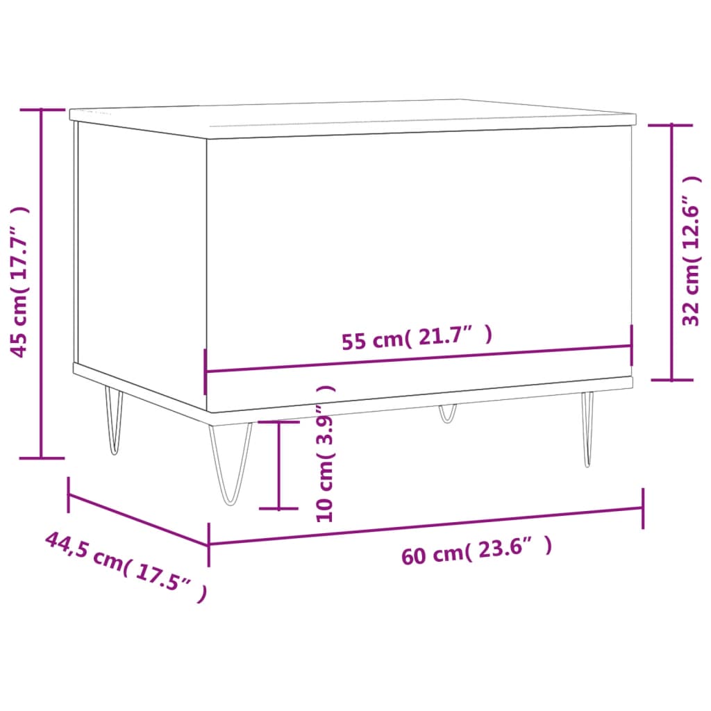 vidaXL Salontafel 60x44,5x45 cm bewerkt hout zwart