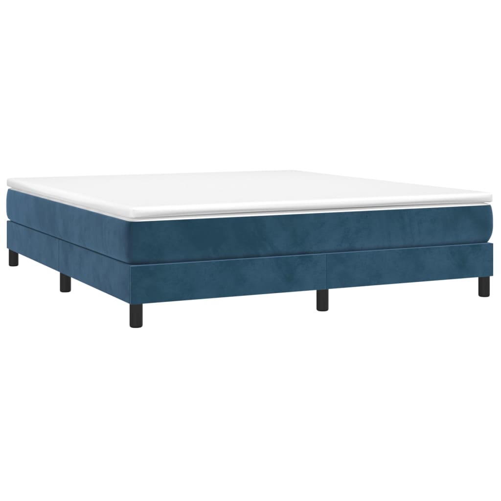 vidaXL Boxspring met matras fluweel donkerblauw 160x200 cm