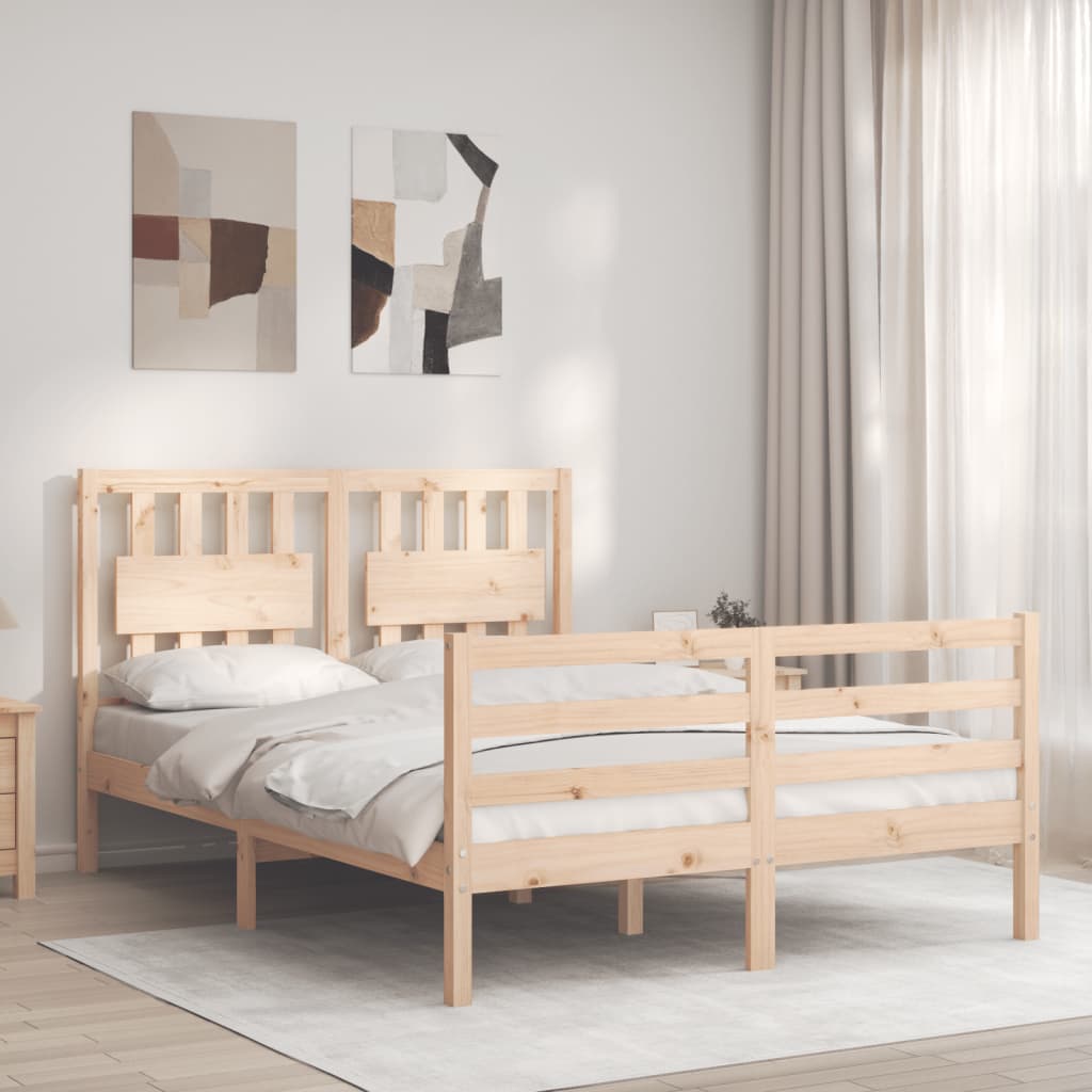 vidaXL Bedframe met hoofdbord massief hout 120x200 cm