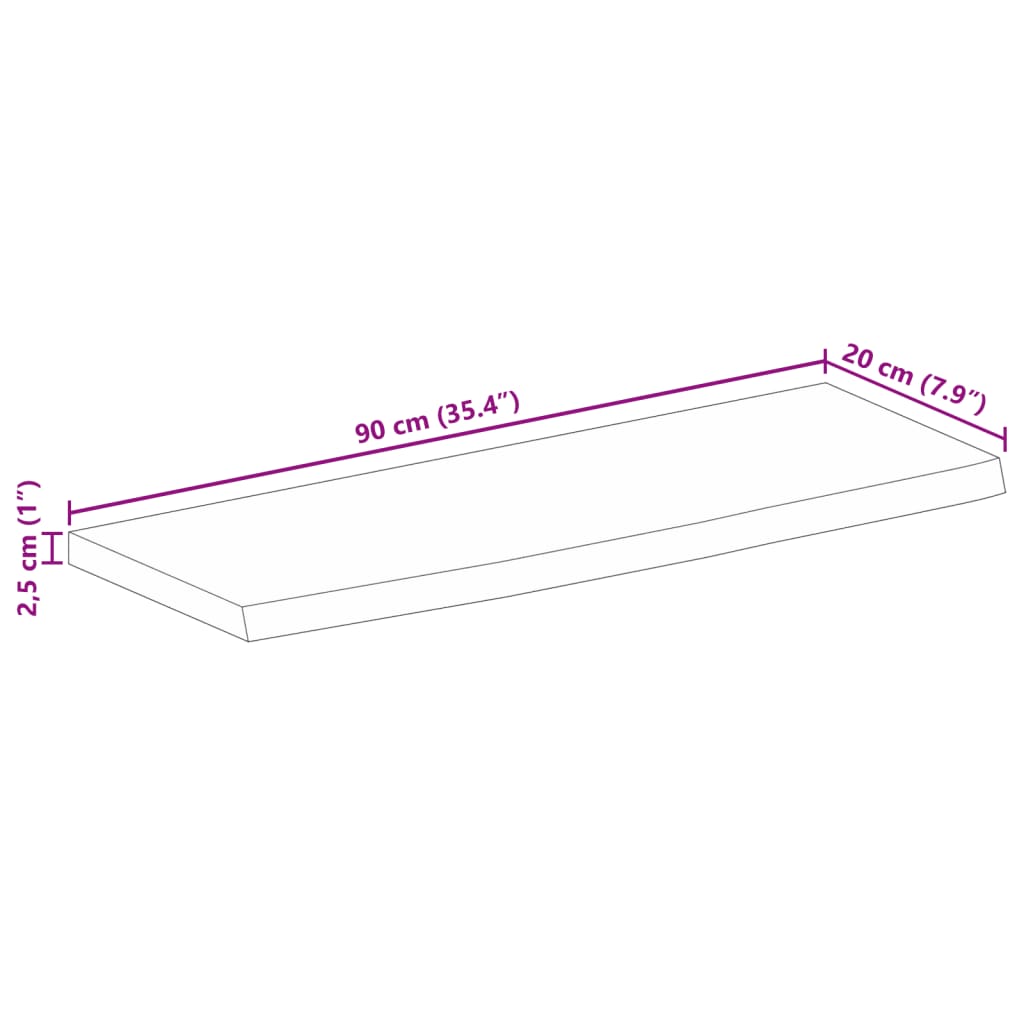 vidaXL Tafelblad met natuurlijke rand 90x20x2,5 cm massief mangohout