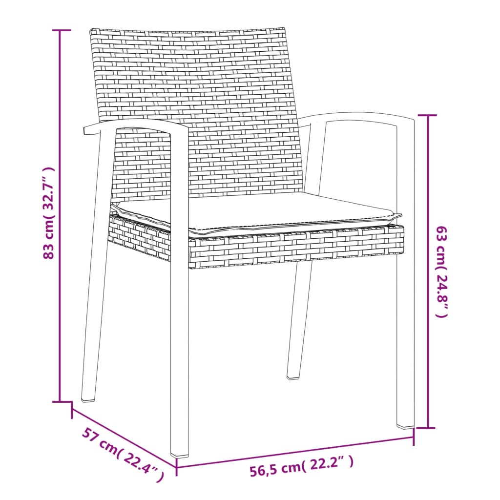 vidaXL 7-delige Tuinset met kussens poly rattan en staal