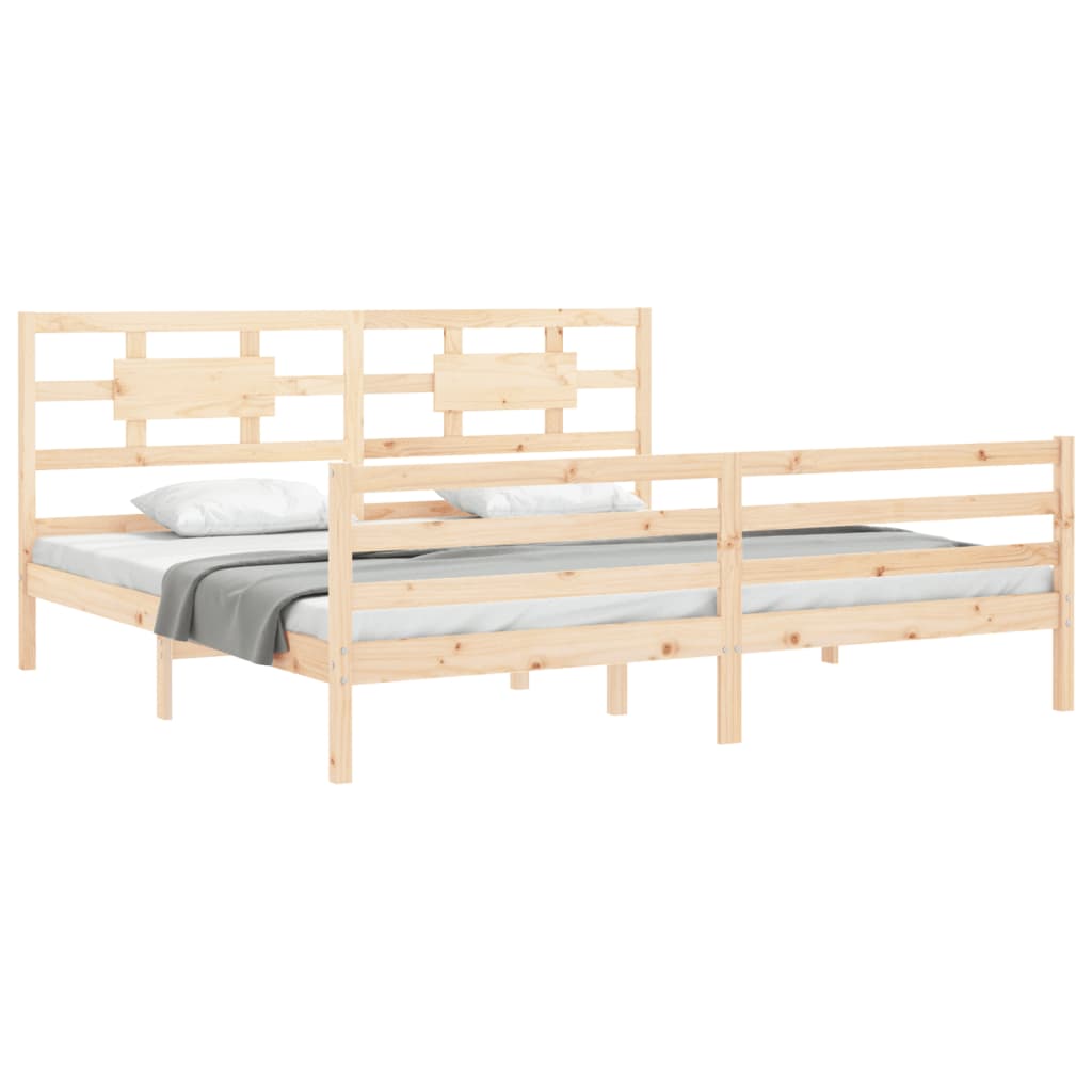 vidaXL Bedframe met hoofdbord massief hout