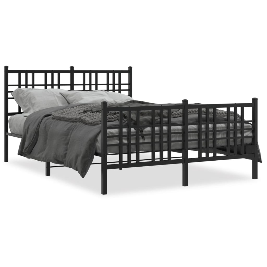 vidaXL Bedframe met hoofd- en voeteneinde metaal zwart 140x190 cm