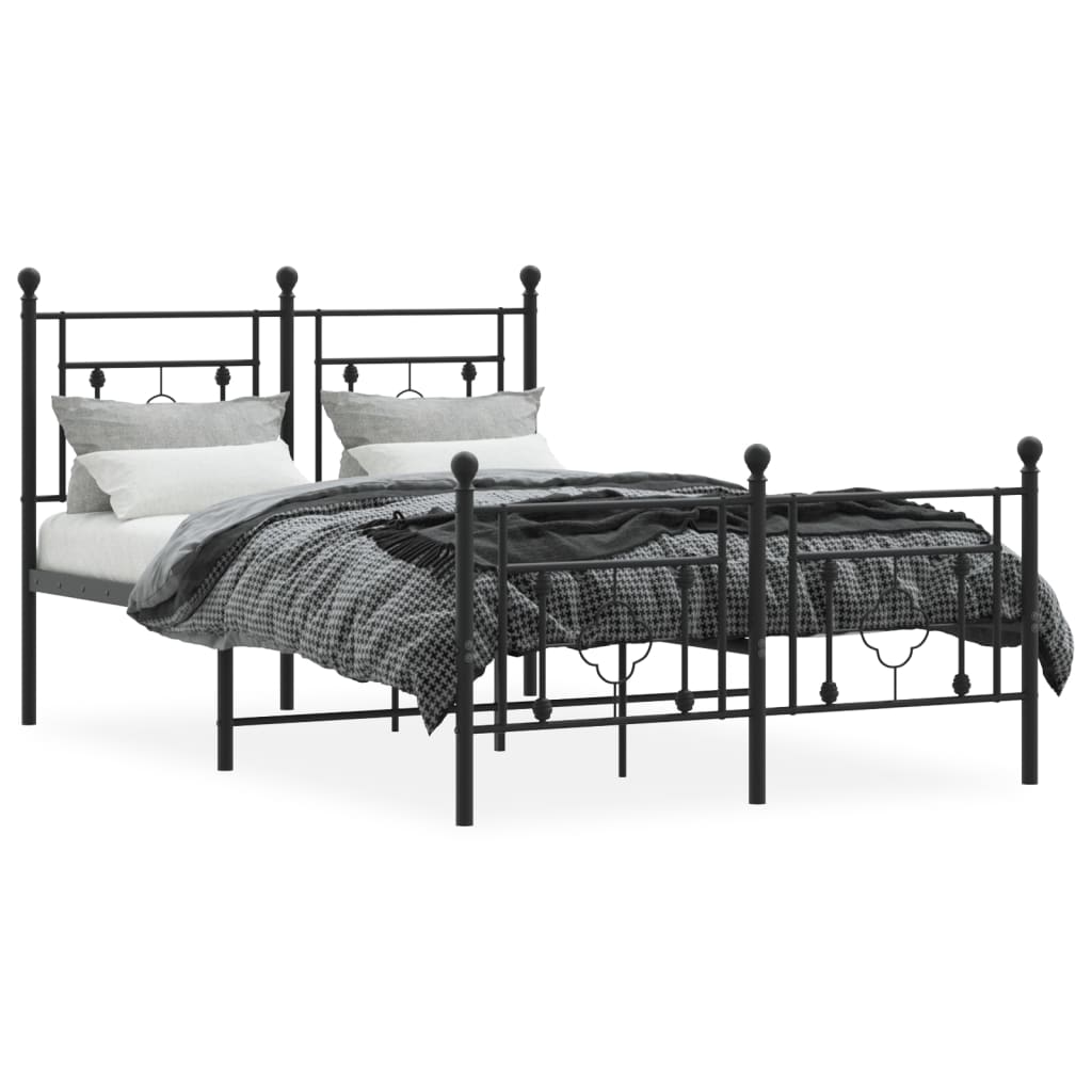 vidaXL Bedframe met hoofd- en voeteneinde metaal zwart 120x200 cm