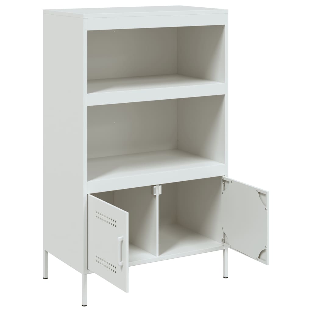 vidaXL Hoge kast 68x39x113 cm staal wit