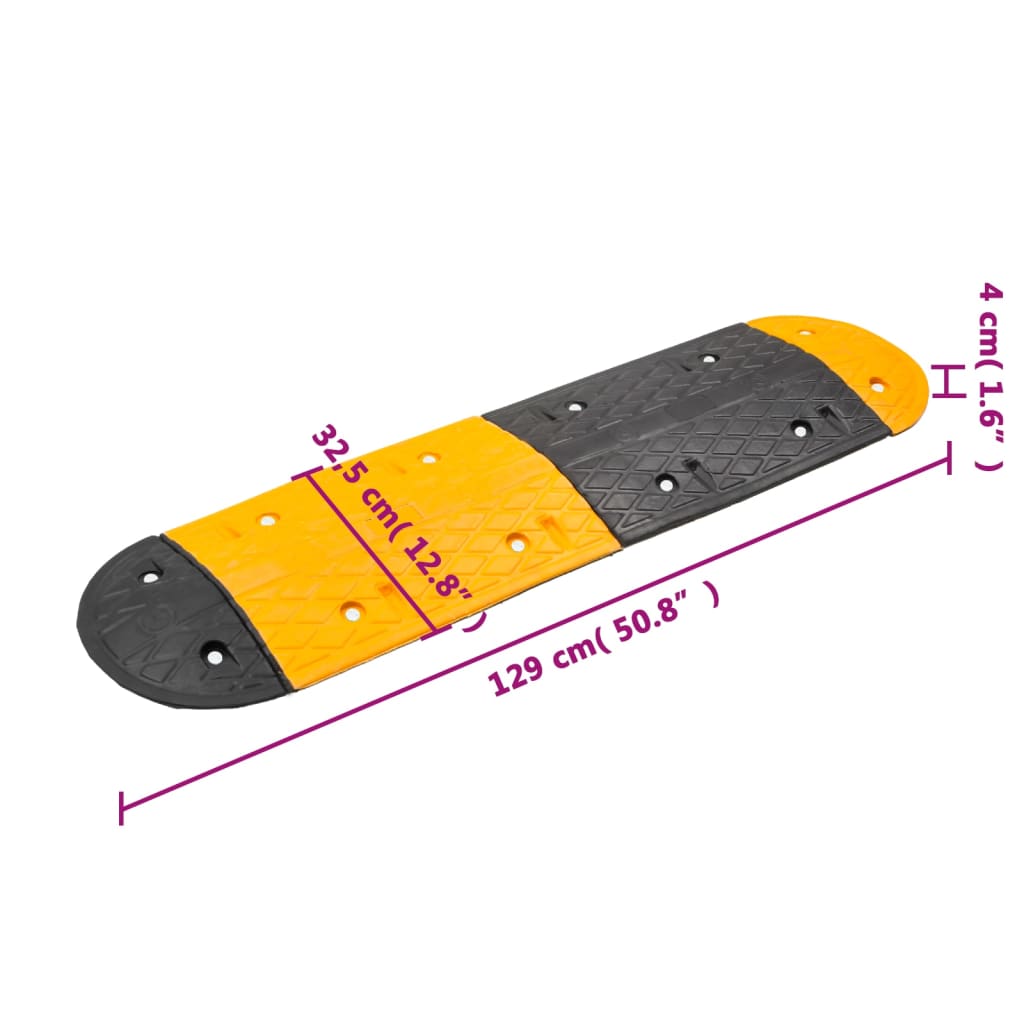 vidaXL Verkeersdrempel 129x32,5x4 rubber geel en zwart