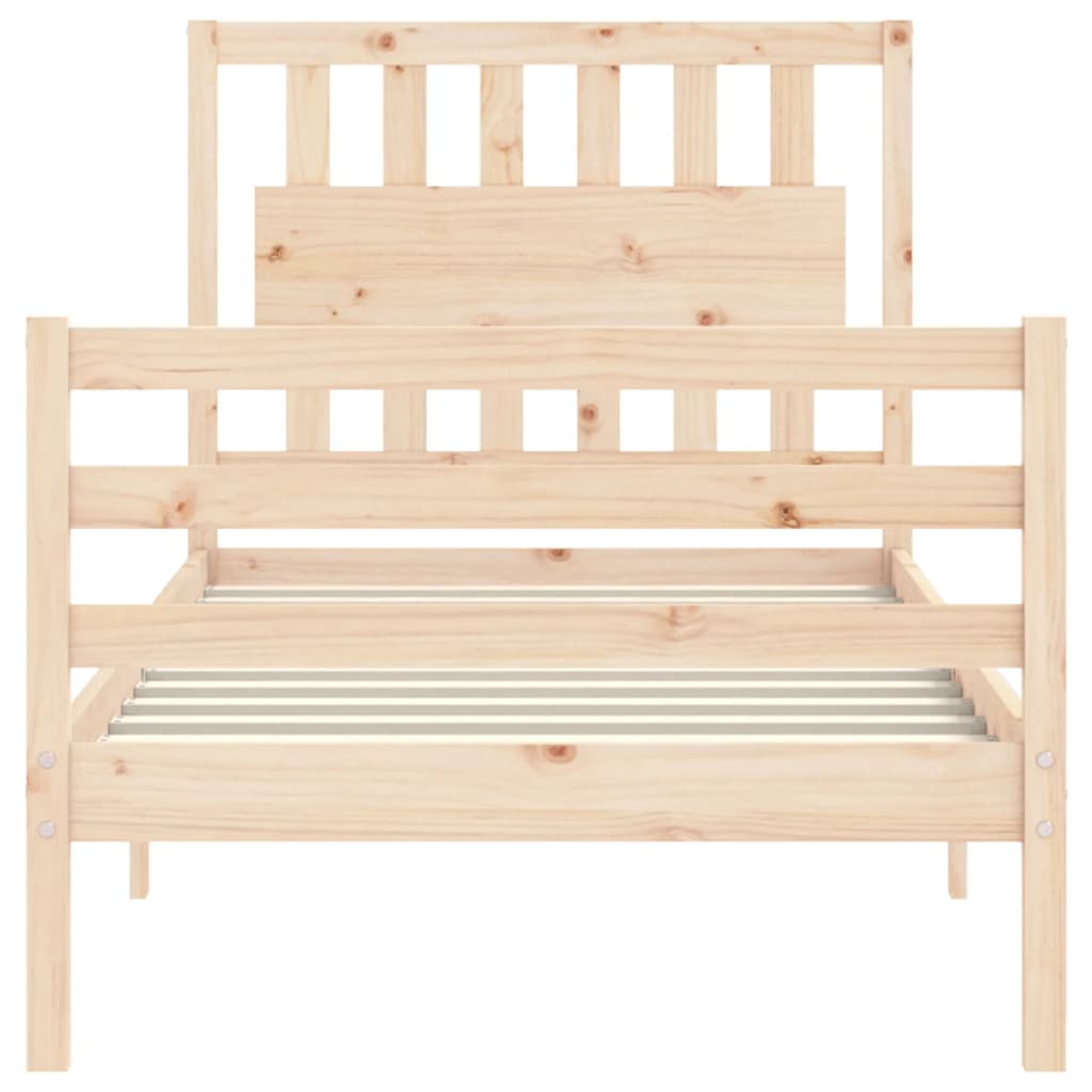 vidaXL Bedframe met hoofdbord massief hout 90x200 cm