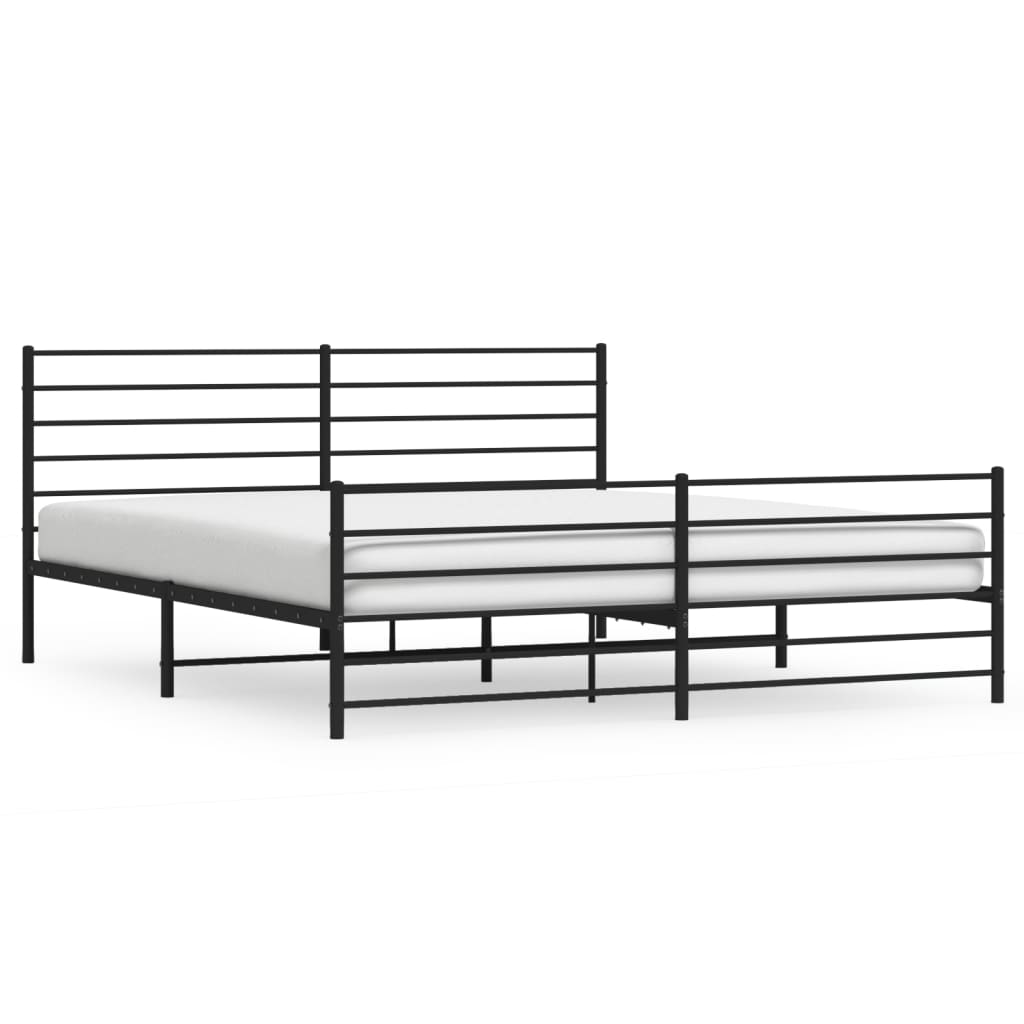 vidaXL Bedframe met hoofd- en voeteneinde metaal zwart 200x200 cm