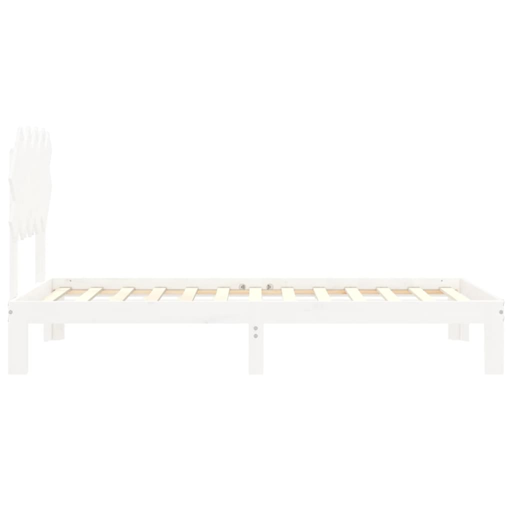 vidaXL Bedframe met hoofdbord massief hout wit 100x200 cm