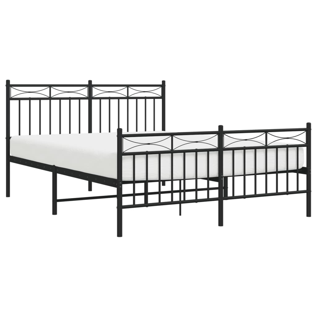 vidaXL Bedframe met hoofd- en voeteneinde metaal zwart 140x190 cm