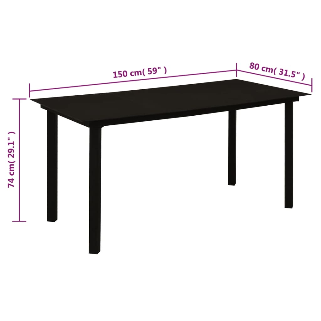 vidaXL 7-delige Tuinset PVC-rattan zwart