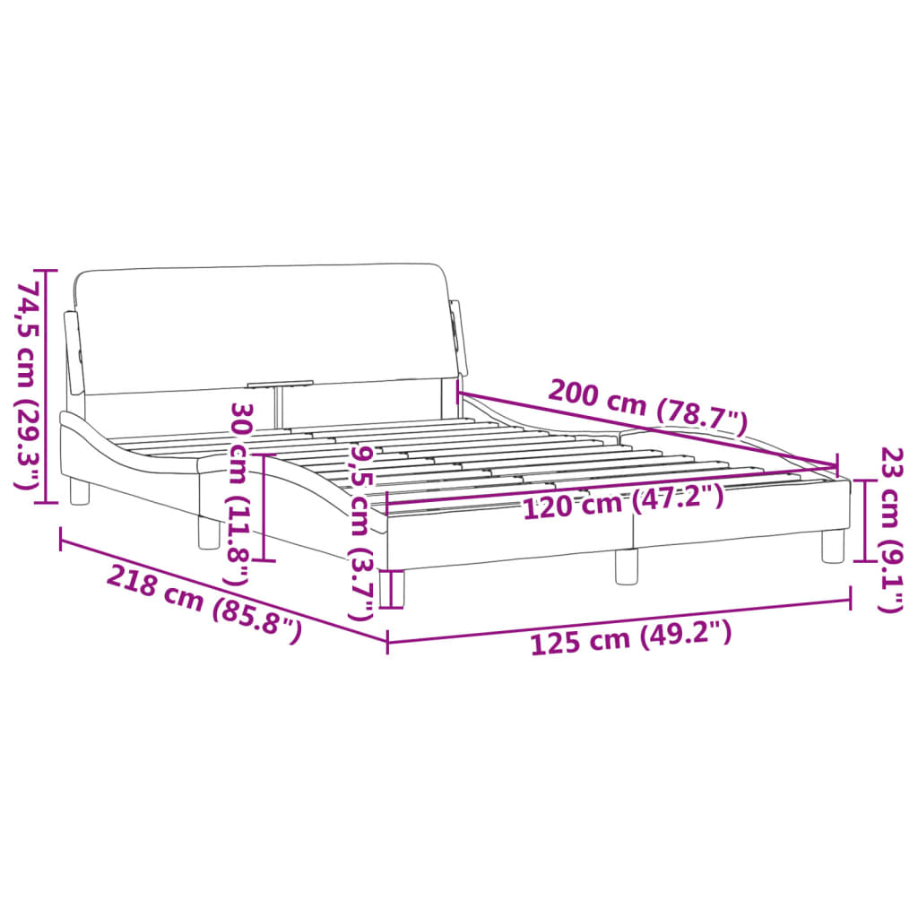 vidaXL Bedframe met hoofdbord kunstleer zwart en wit 120x200 cm