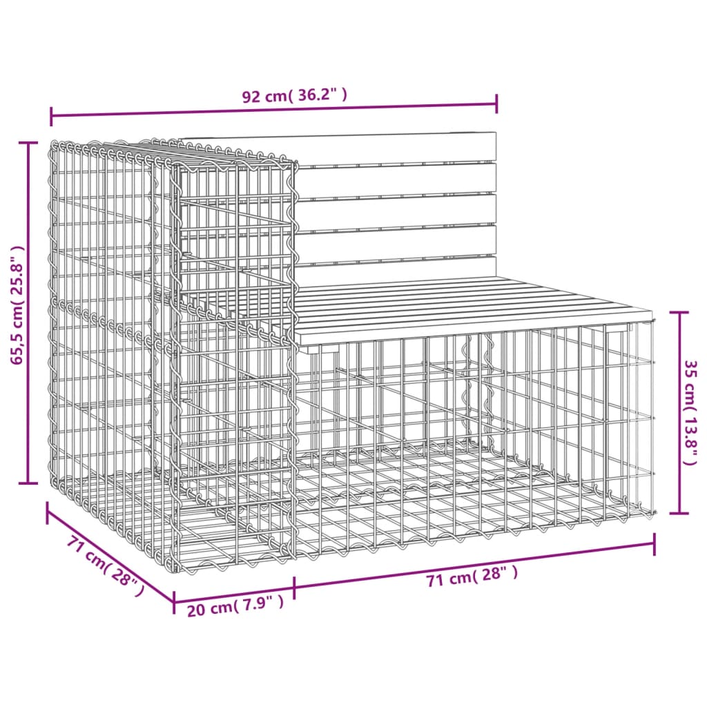 vidaXL Tuinbank schanskorfontwerp 92x71x65,5 cm geïmpregneerd hout