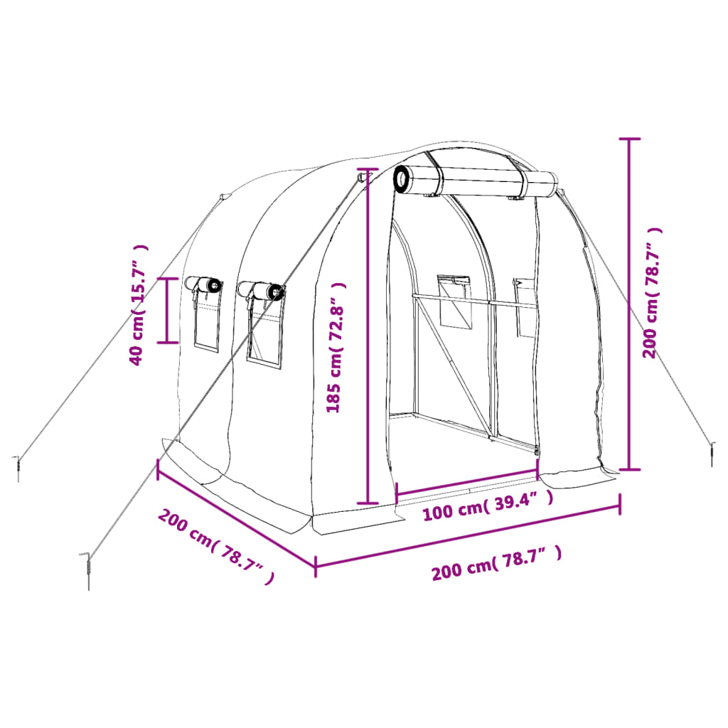 vidaXL Tuinkas met stalen frame 4 m² 2x2x2 m