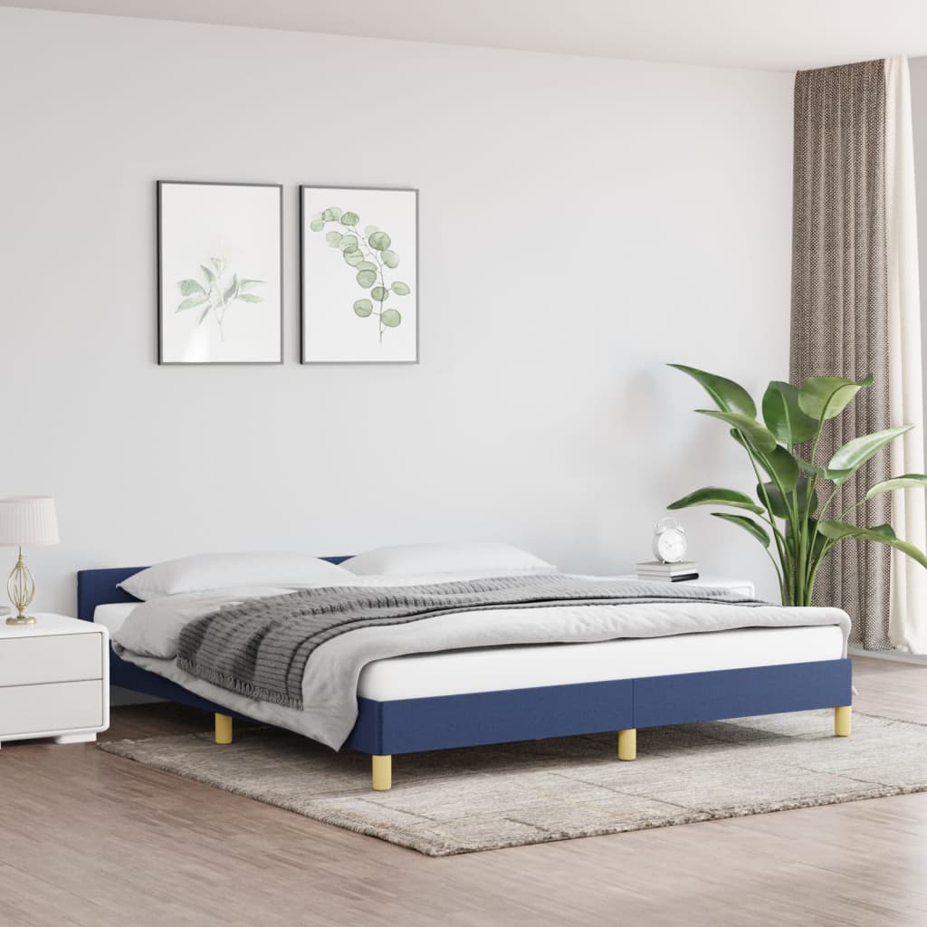 vidaXL Bedframe met hoofdeinde stof blauw 160x200 cm