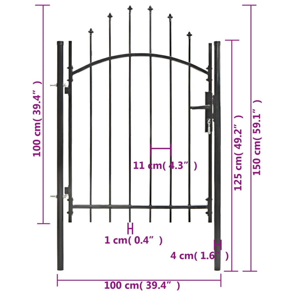 vidaXL Poort 1x1,5 m staal zwart