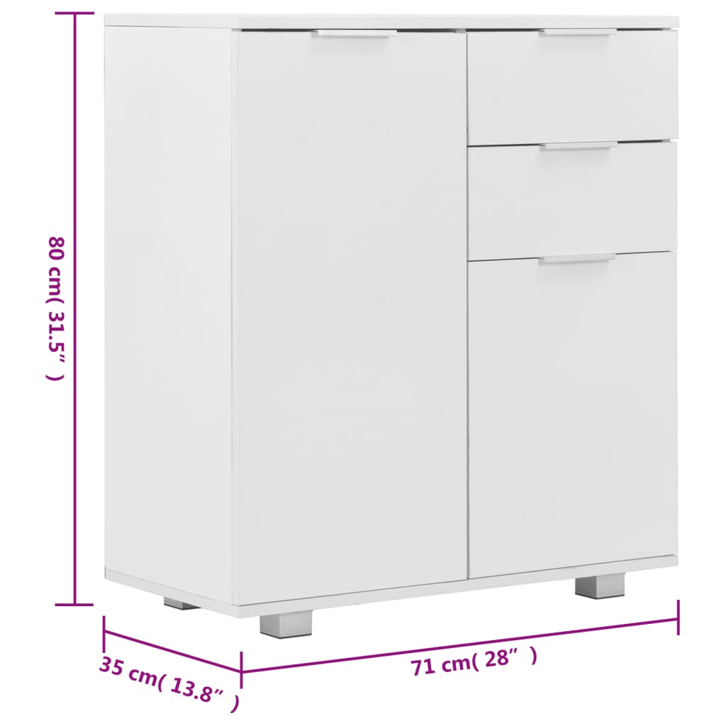 vidaXL Dressoir 71x35x80 cm spaanplaat hoogglans wit