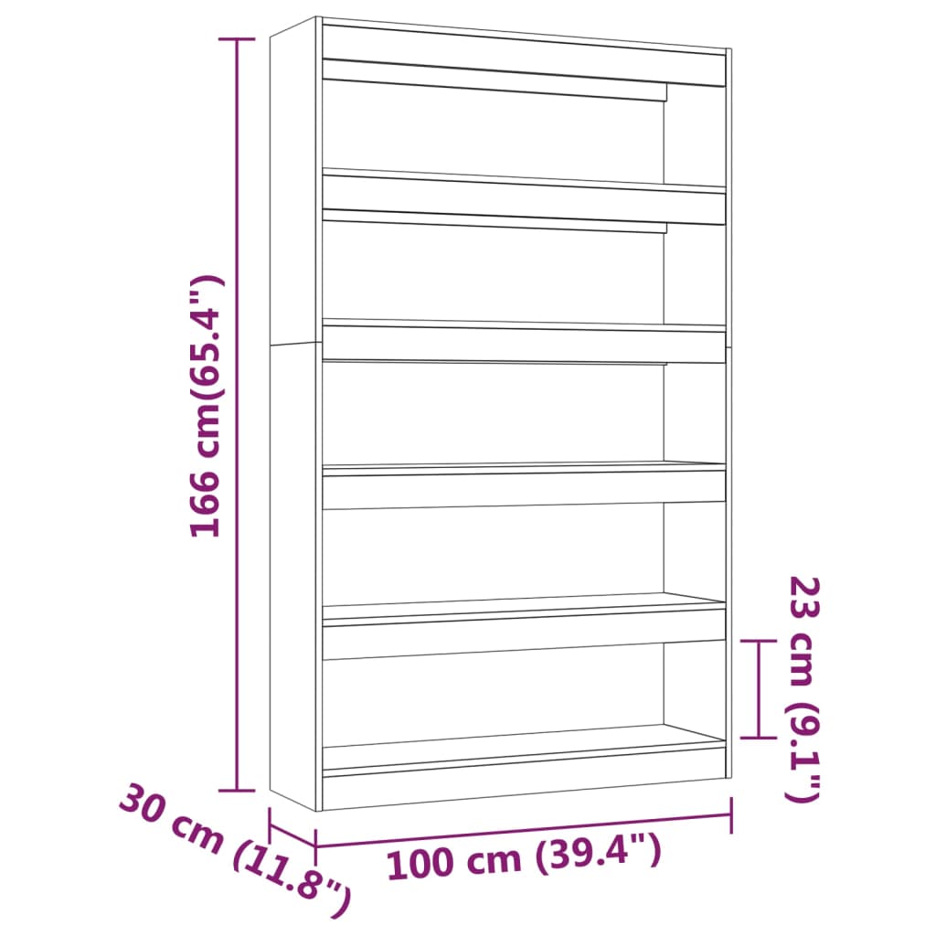 vidaXL Boekenkast/kamerscherm 100x30x166 cm bruin eikenkleur