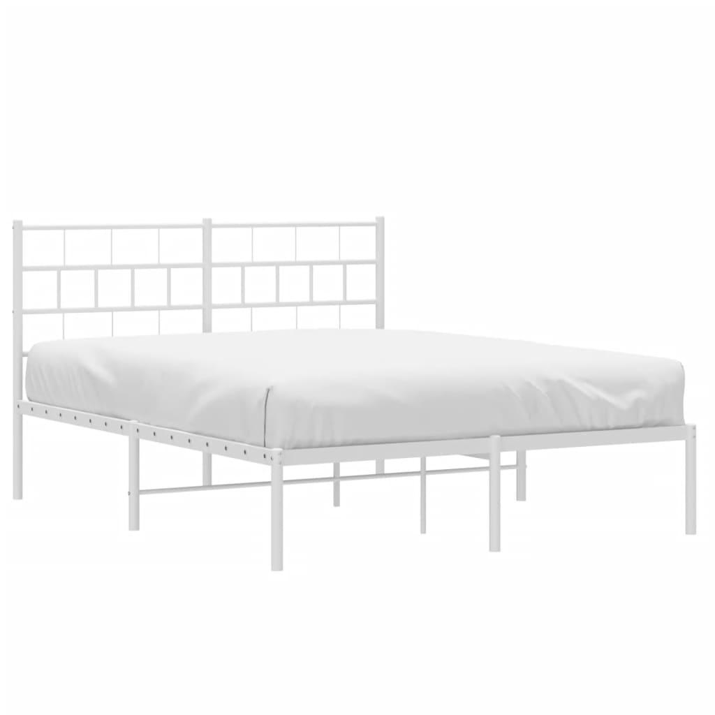 vidaXL Bedframe met hoofdbord metaal wit 160x200 cm