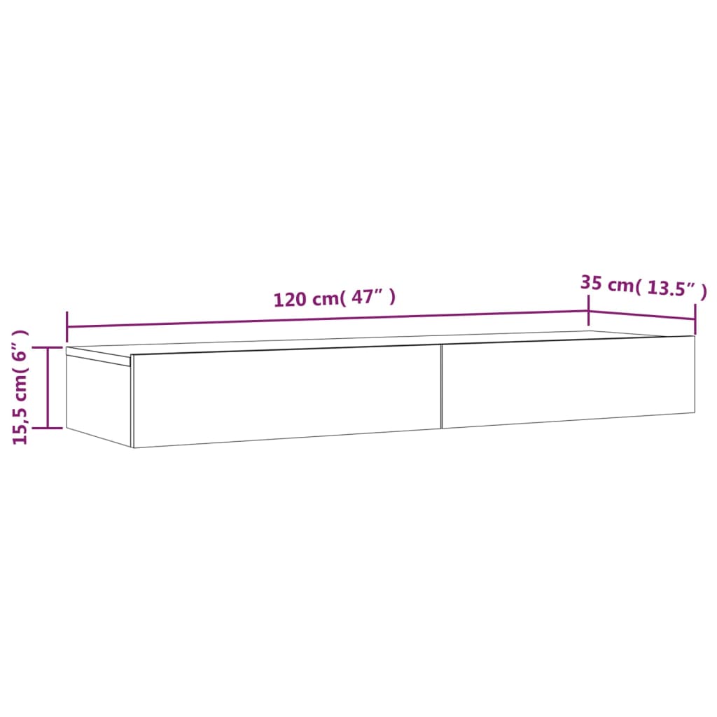 vidaXL Tv-meubel met LED-verlichting 120x35x15,5 cm wit sonoma eiken