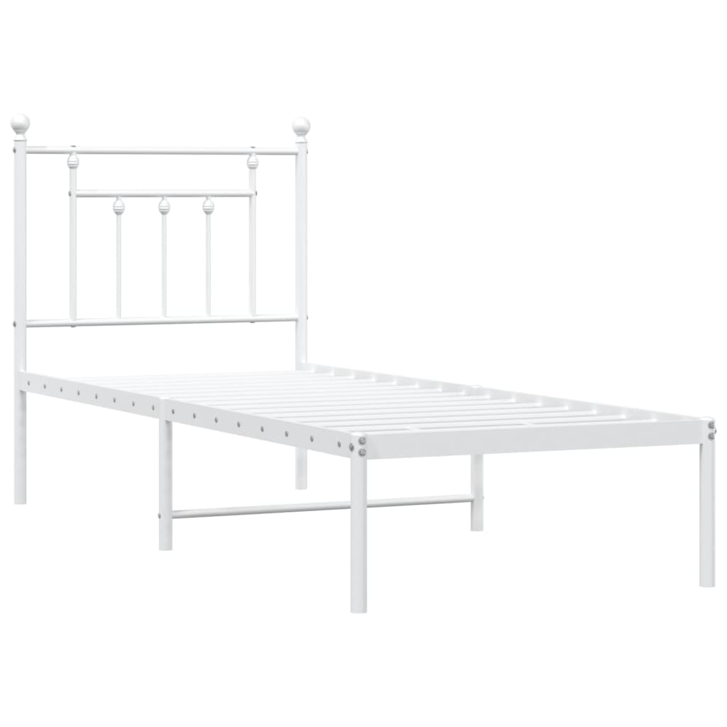 vidaXL Bedframe met hoofdbord zonder matras metaal wit 75x190 cm