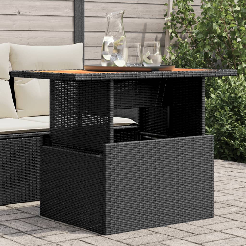 vidaXL Tuintafel 100x55x73 cm poly rattan en acaciahout zwart