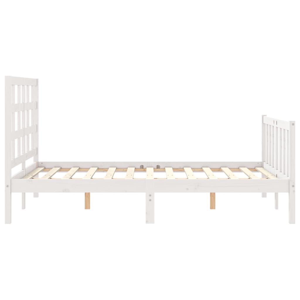 vidaXL Bedframe met hoofdbord massief hout wit 140x190 cm