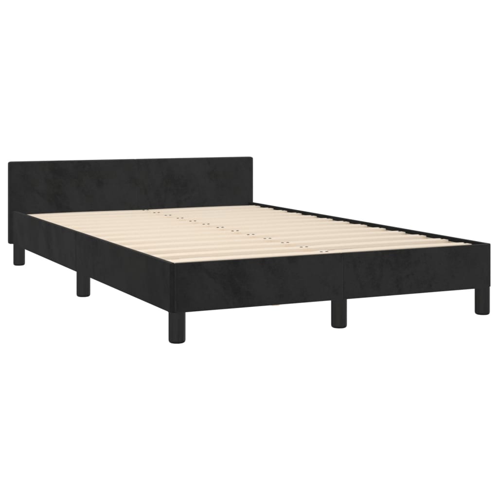 vidaXL Bedframe met hoofdbord fluweel zwart 120x190 cm