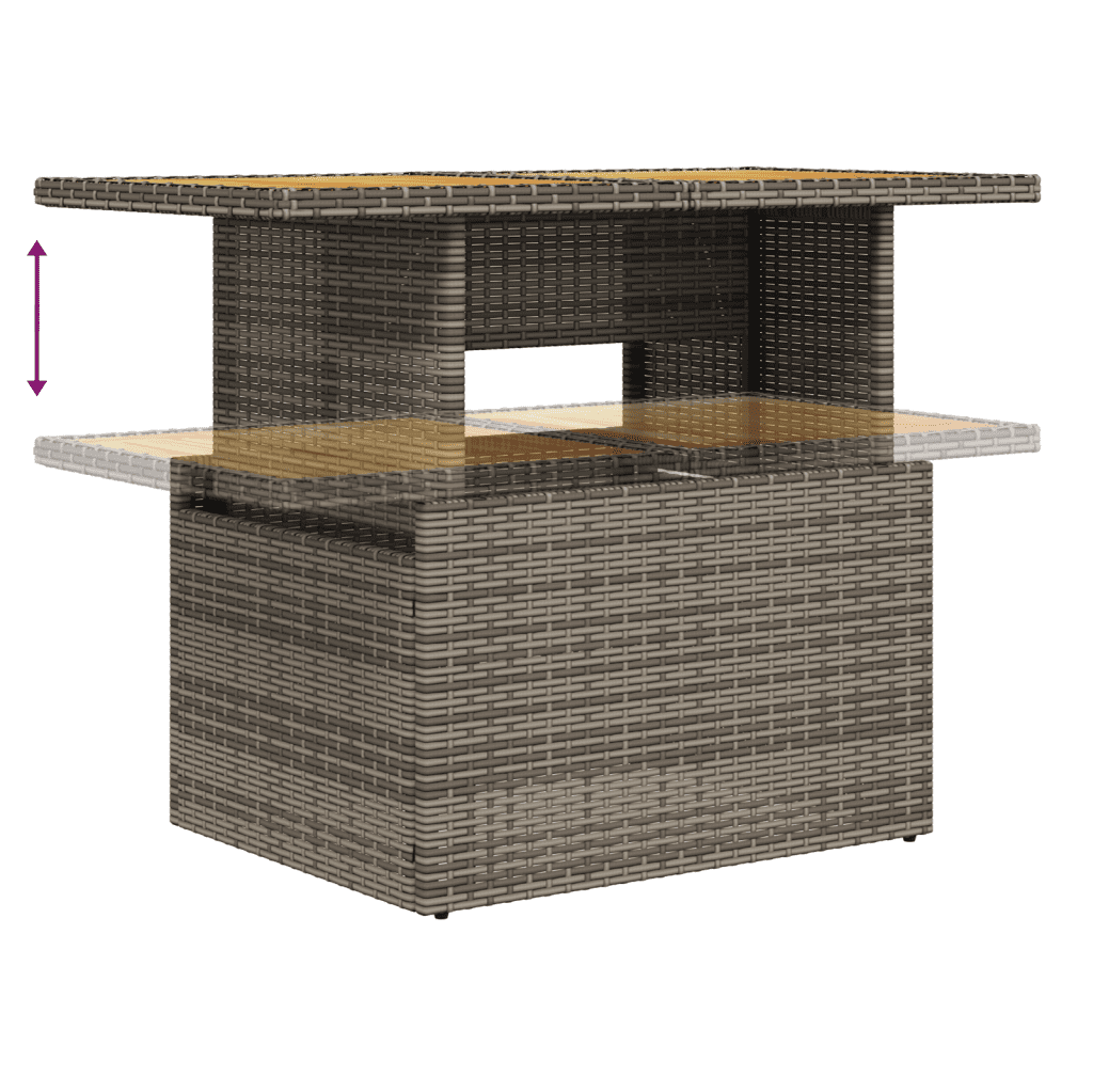 vidaXL 8-delige Loungeset met kussens poly rattan grijs