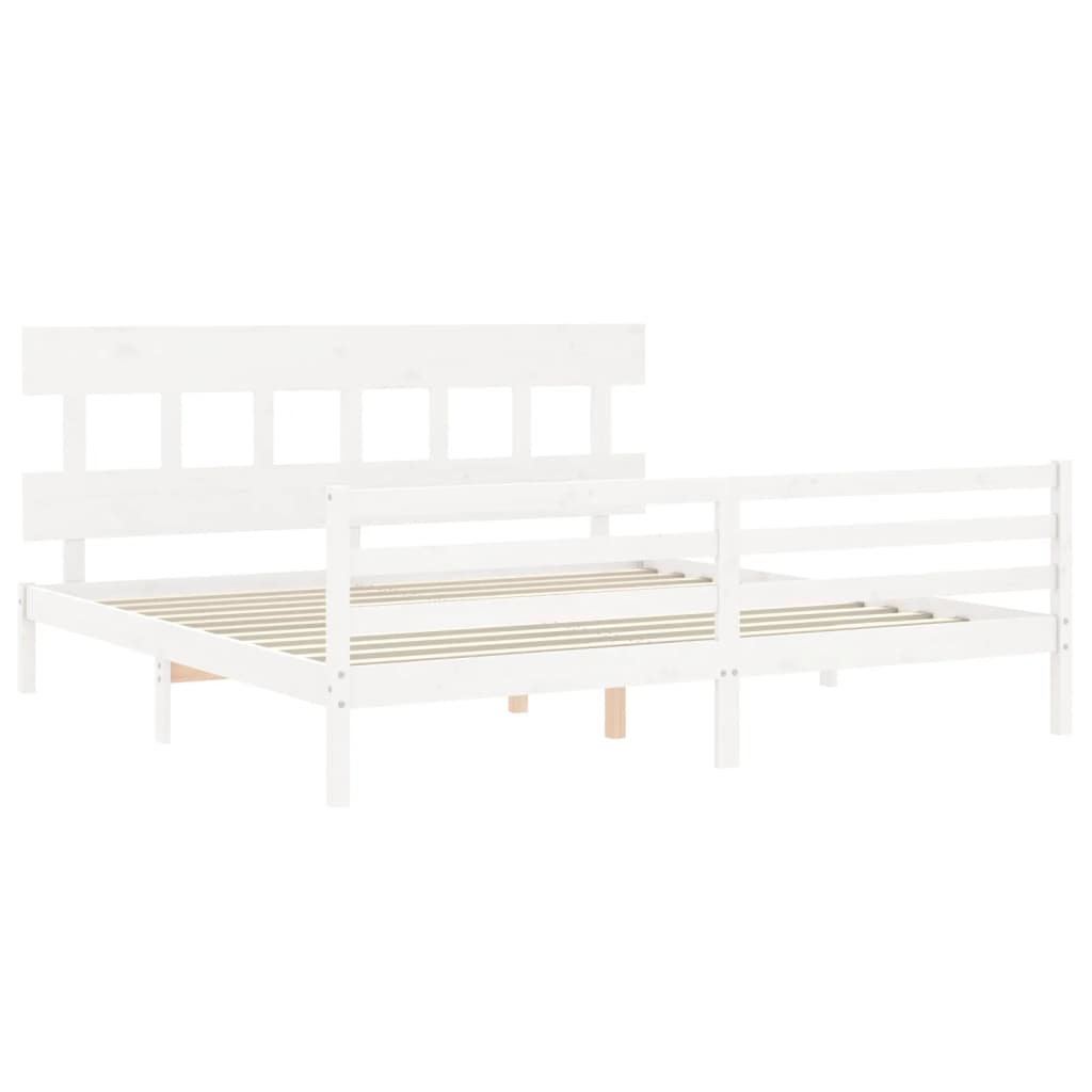 vidaXL Bedframe met hoofdbord massief hout wit