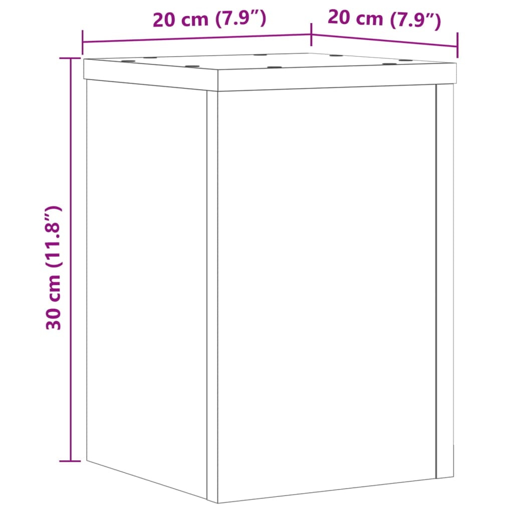 vidaXL Plantenstandaards 2 st 20x20x30 cm bewerkt hout gerookt eiken