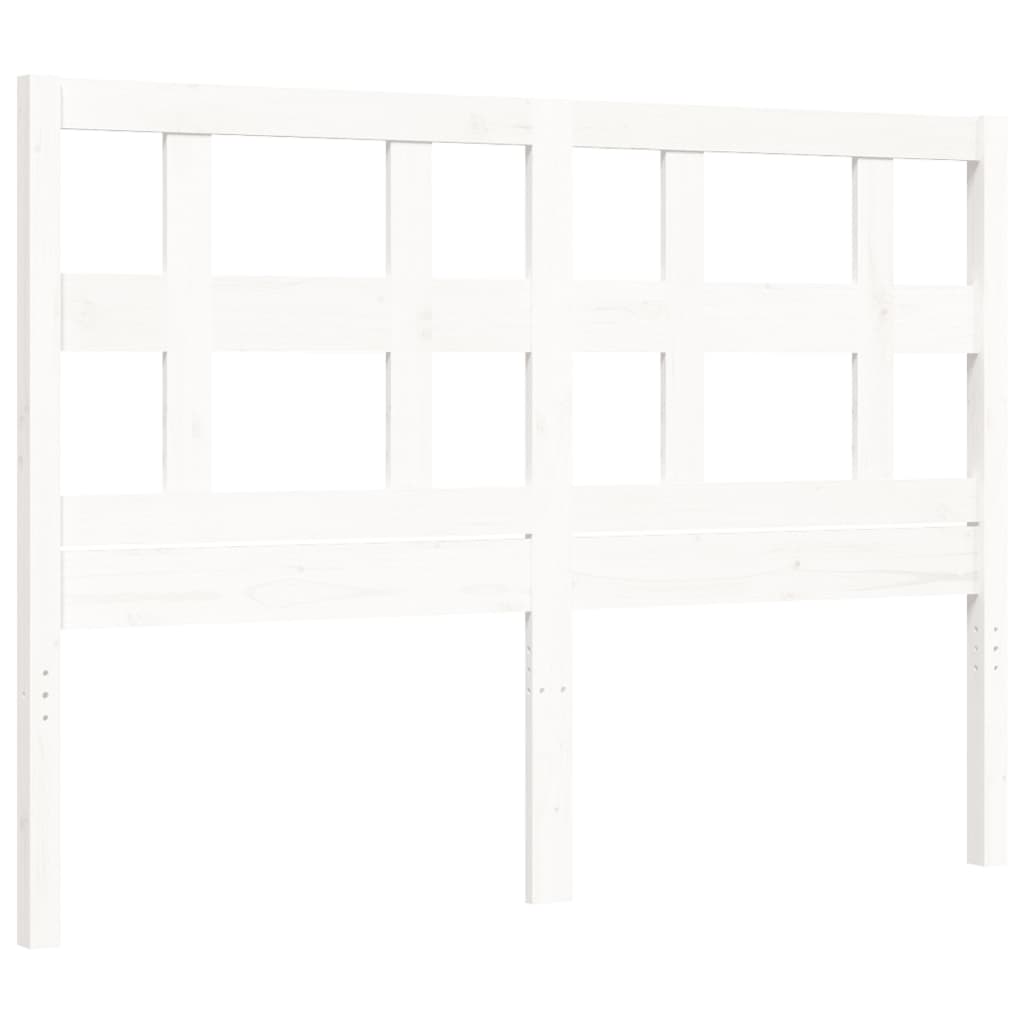 vidaXL Bedframe met hoofdbord massief hout wit 140x200 cm