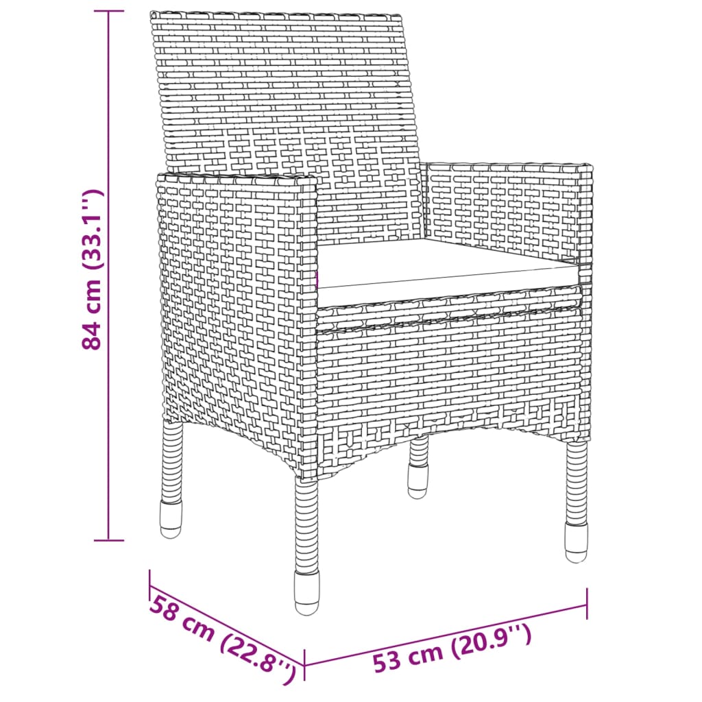 vidaXL 7-delige Tuinset poly rattan en gehard glas bruin