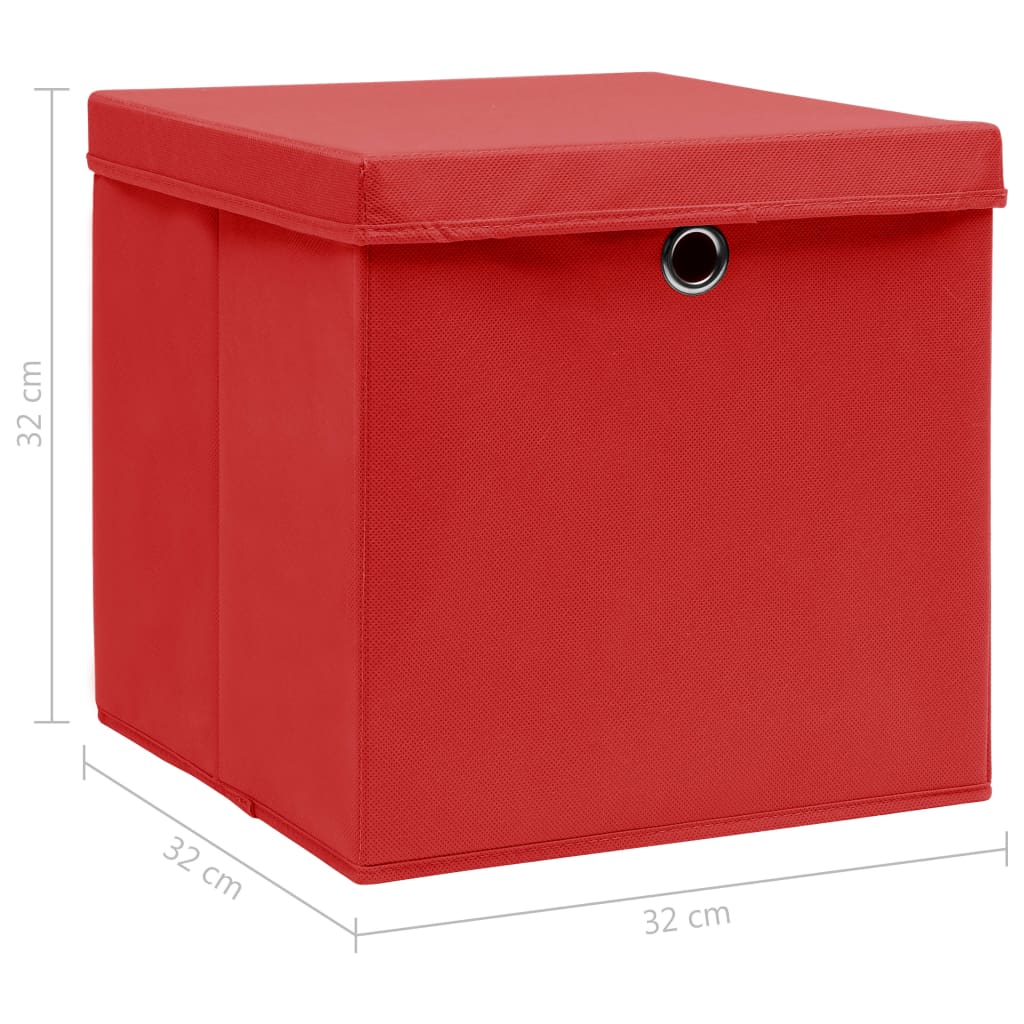 vidaXL Opbergboxen met deksel 10 st 32x32x32 cm stof wit