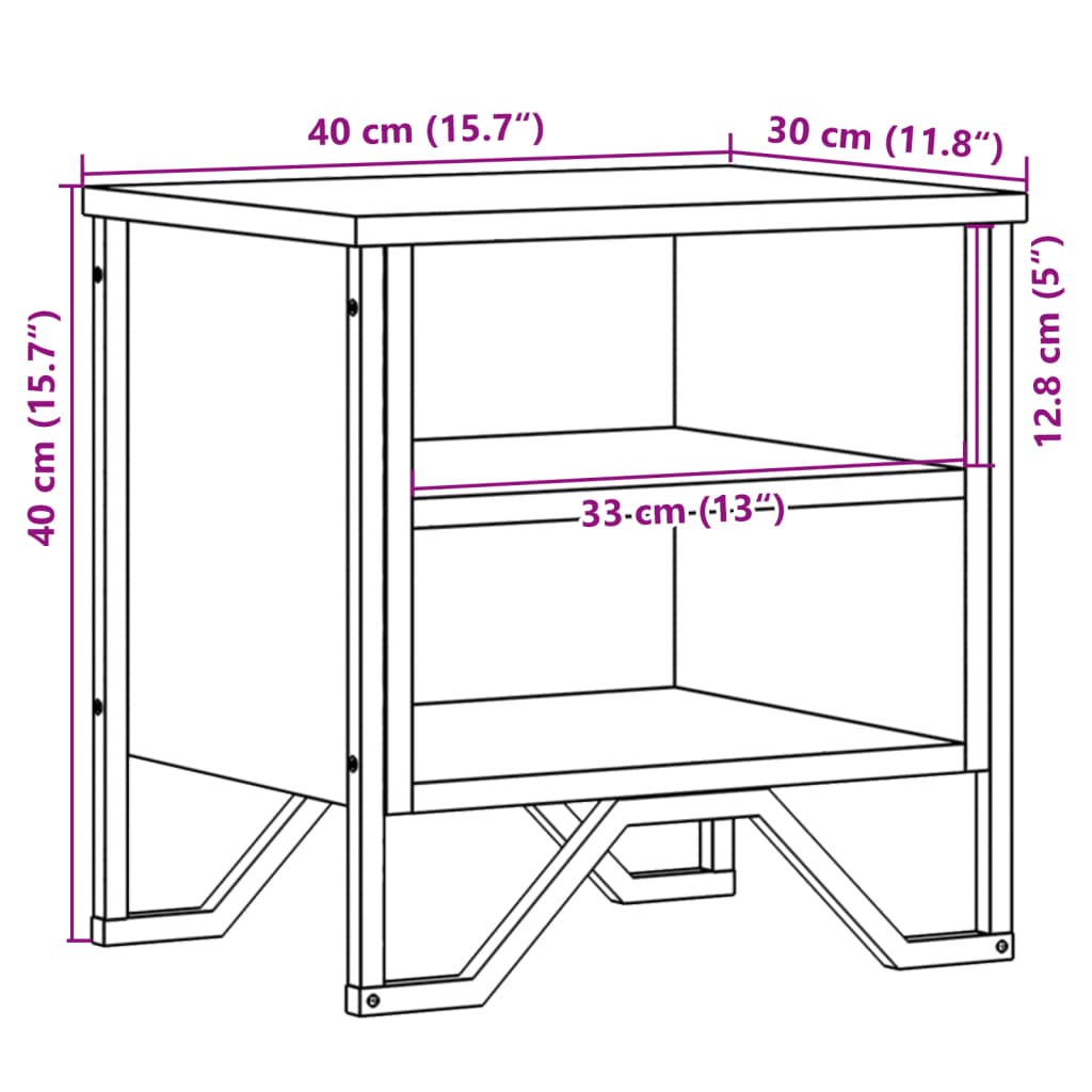 vidaXL Nachtkastjes 2 st 40x30x40 cm bewerkt hout grijs sonoma eiken