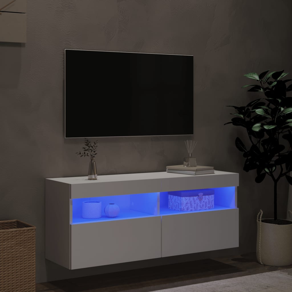 vidaXL Tv-wandmeubel met LED-verlichting 100x30x40 cm wit