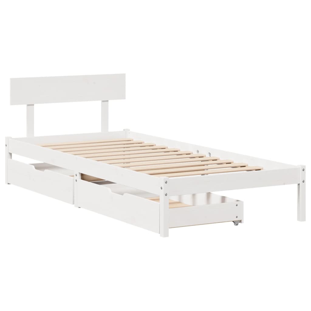 vidaXL Bedframe zonder matras massief grenenhout wit 90x200 cm