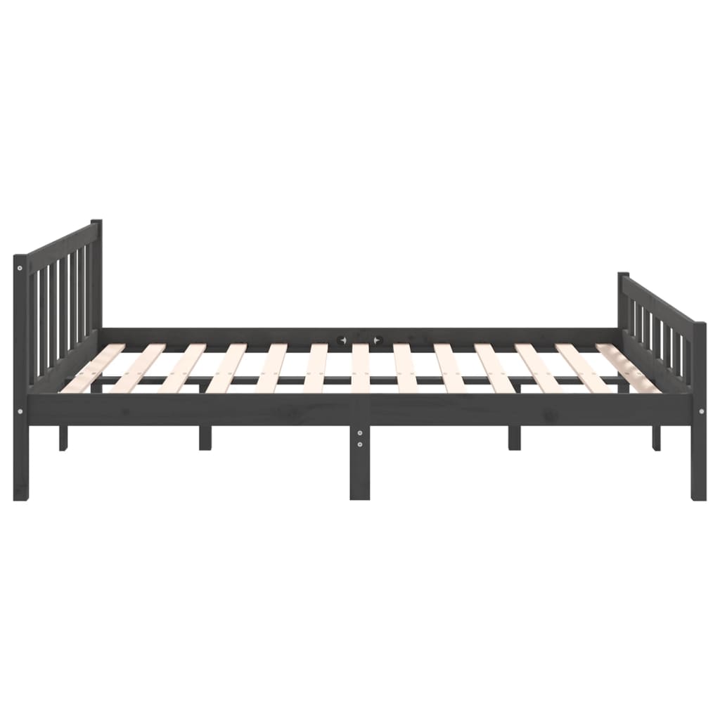 vidaXL Bedframe massief hout grijs 140x190 cm