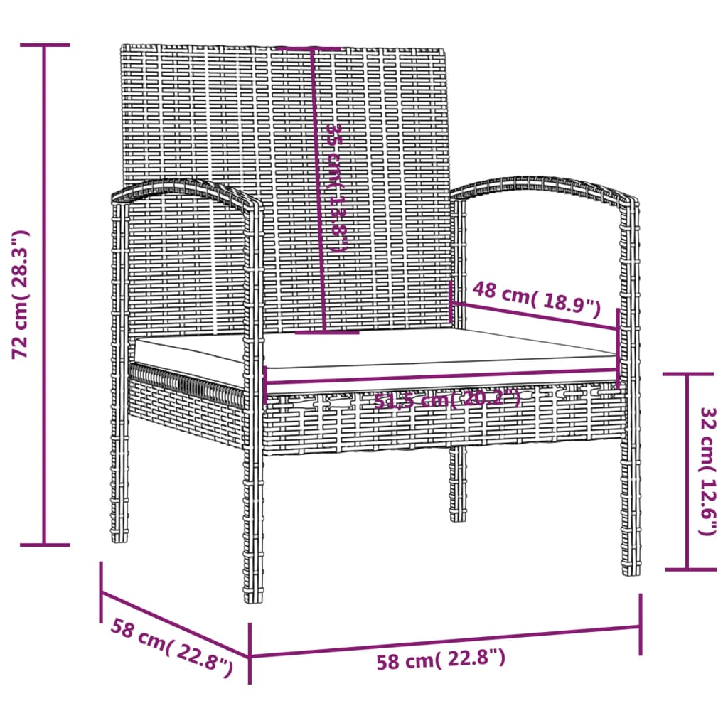 vidaXL 16-delige Loungeset met kussens poly rattan zwart