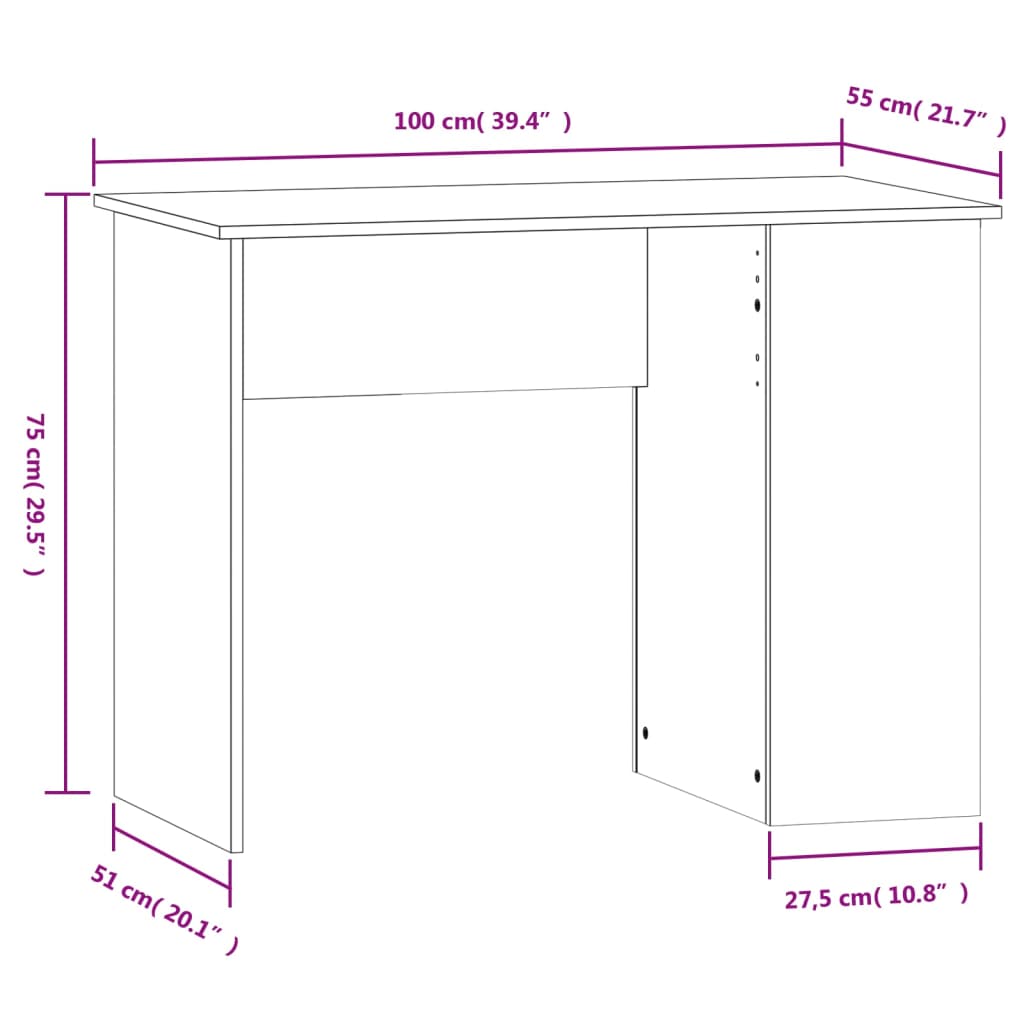 vidaXL Bureau 100x55x75 cm bewerkt hout wit