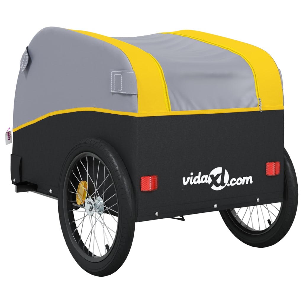 vidaXL Fietstrailer 30 kg ijzer zwart en geel