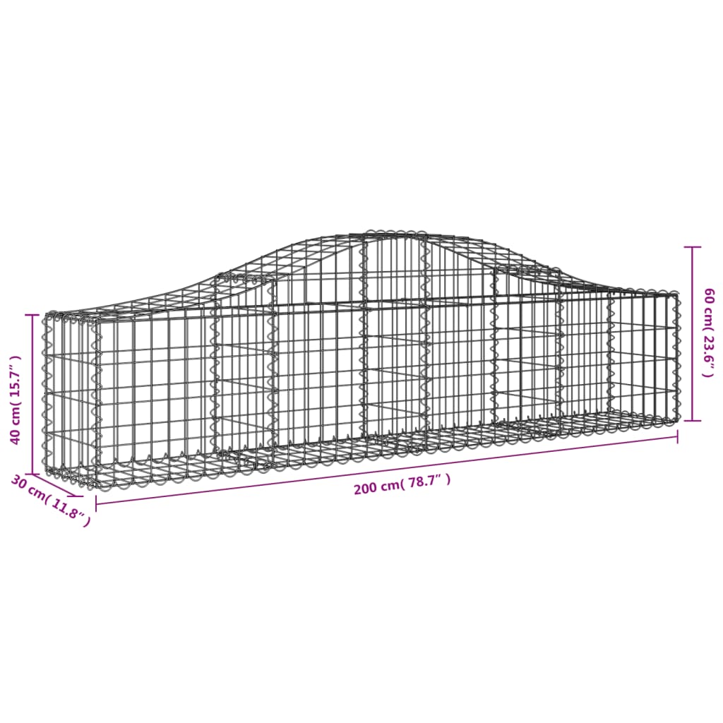 vidaXL Schanskorven 10 st gewelfd 200x30x40/60 cm gegalvaniseerd ijzer