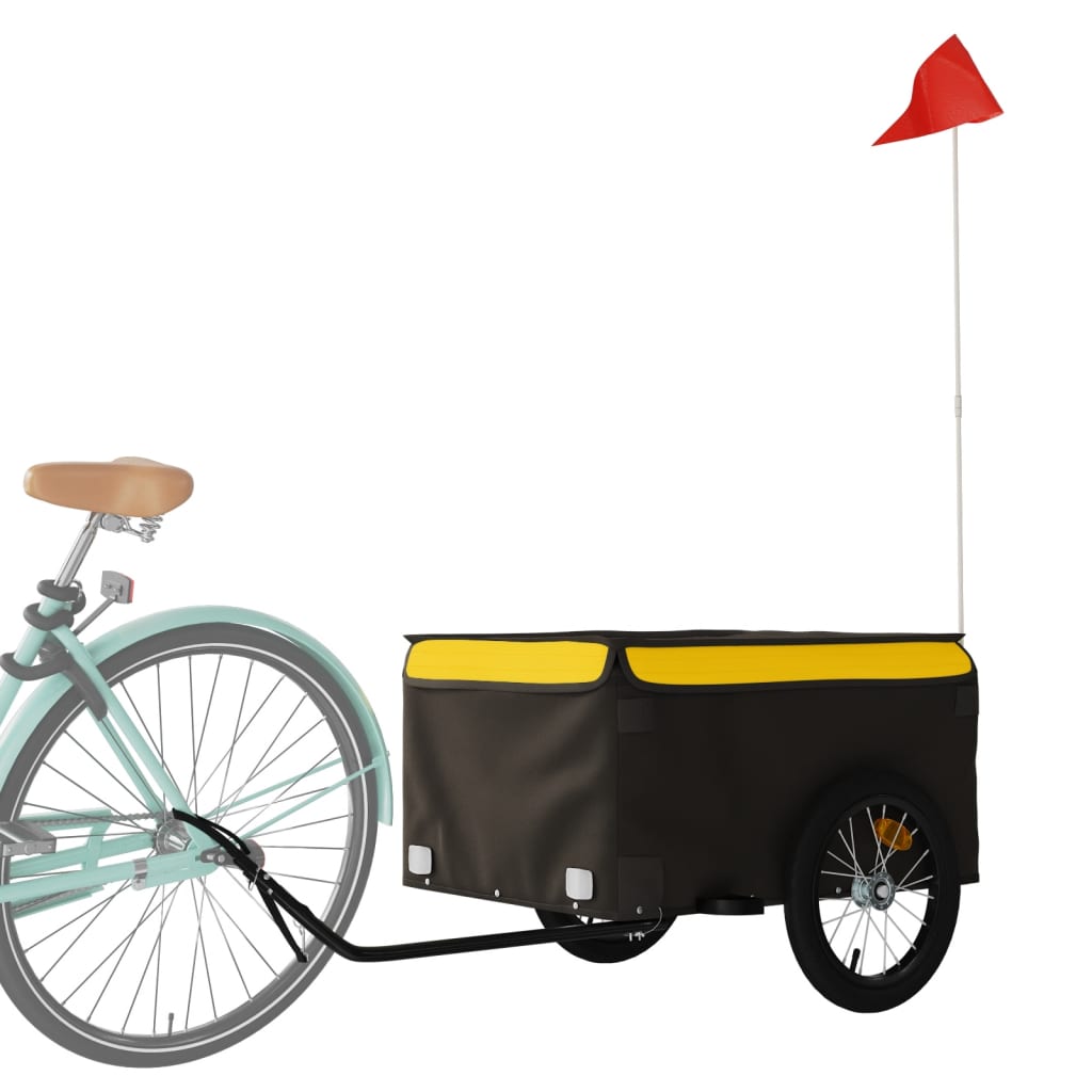 vidaXL Fietstrailer 45 kg ijzer zwart en geel