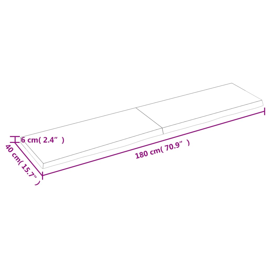 vidaXL Tafelblad 180x40x(2-6) cm onbehandeld massief eikenhout