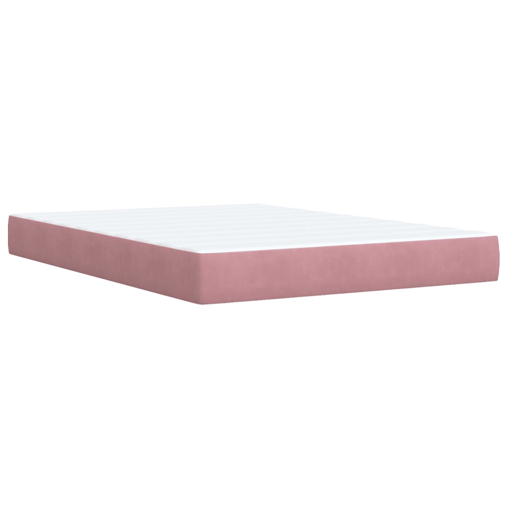 vidaXL Boxspring met matras fluweel roze 160x200 cm